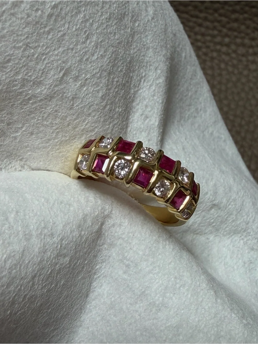 18k Yellow Gold Ruby and Diamond Band Ring
